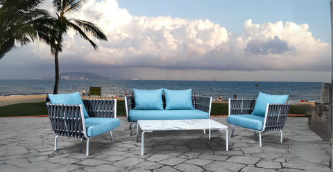 Spencer Modern Outdoor Rope Loveseat With Cushions