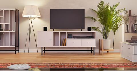 Rochester Modern Rectangular TV Stand: Enclosed Storage & Powder-Coated Iron Legs