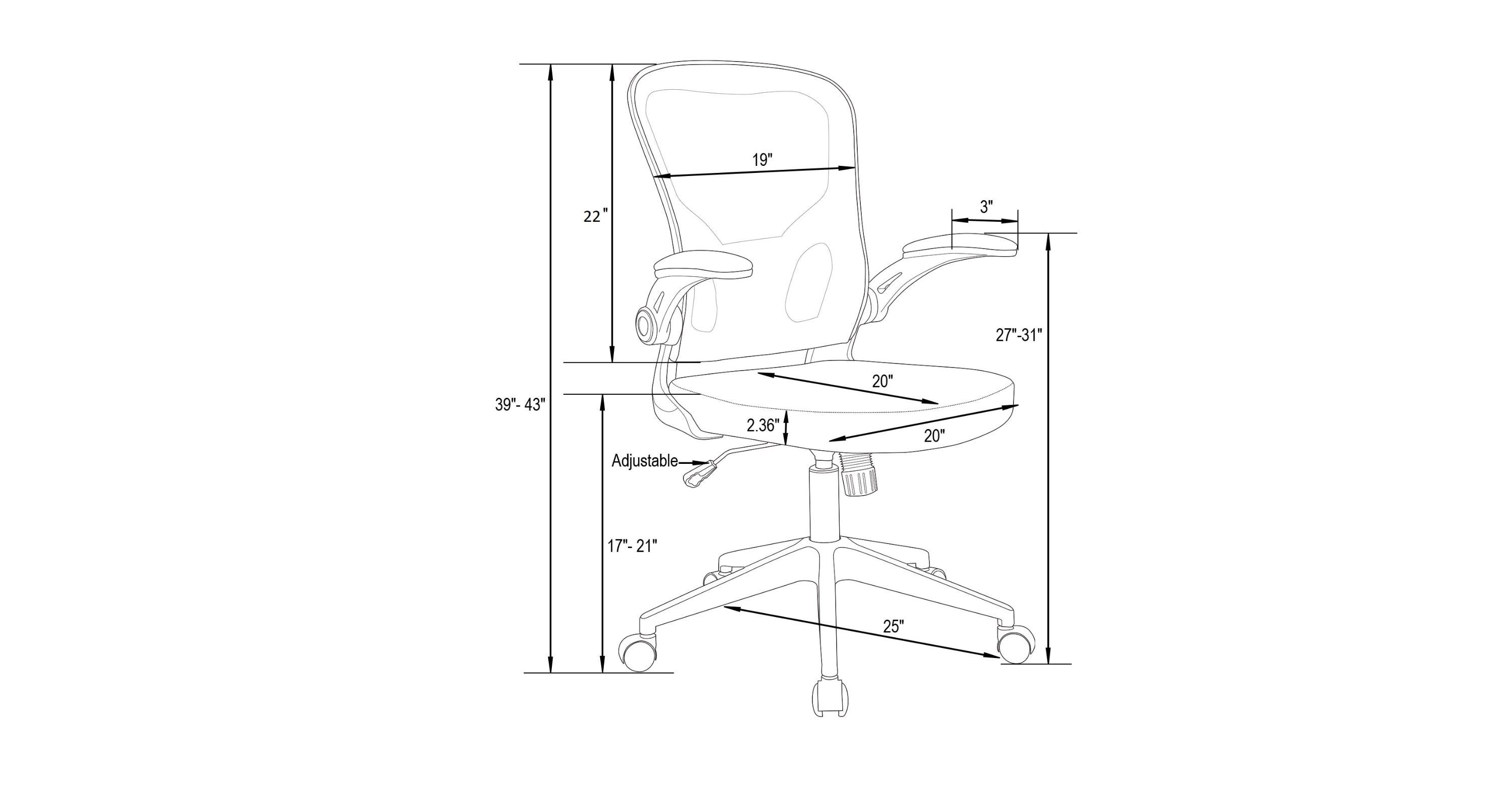 Newton Mesh Ergonomic Office Chair Adjustable Height with Flip Armrest