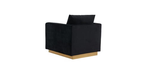 Nervo Modern Mid-Century Upholstered Velvet/Leather Accent Chair with Gold Base