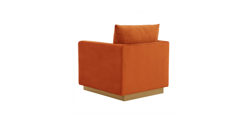 Nervo Modern Mid-Century Upholstered Velvet/Leather Accent Chair with Gold Base