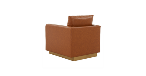 Nervo Modern Mid-Century Upholstered Velvet/Leather Accent Chair with Gold Base