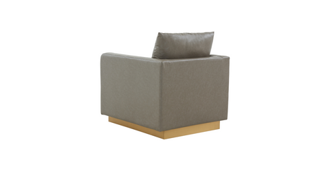 Nervo Modern Mid-Century Upholstered Velvet/Leather Accent Chair with Gold Base