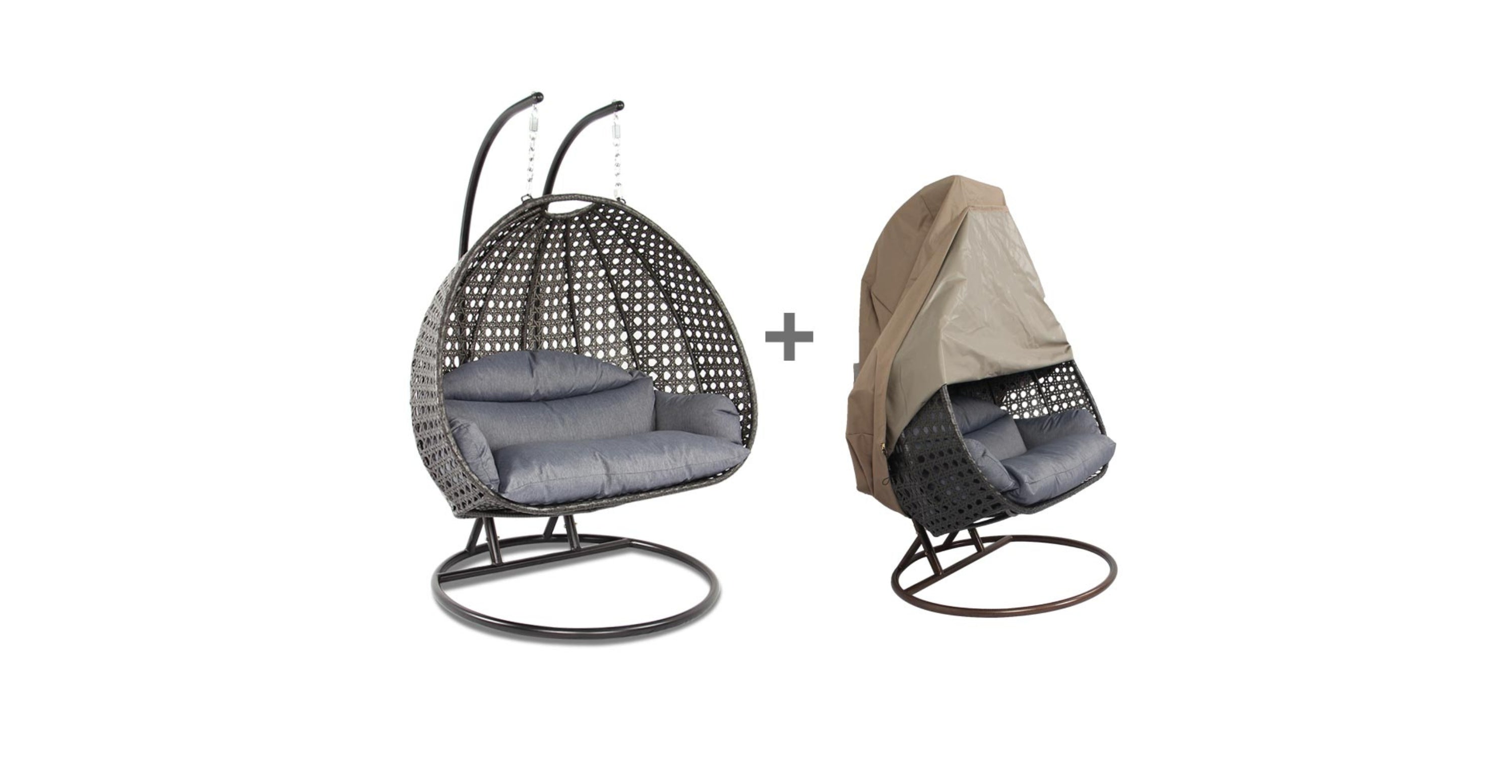 Wicker Hanging 2 person Egg Swing Chair With Outdoor Cover