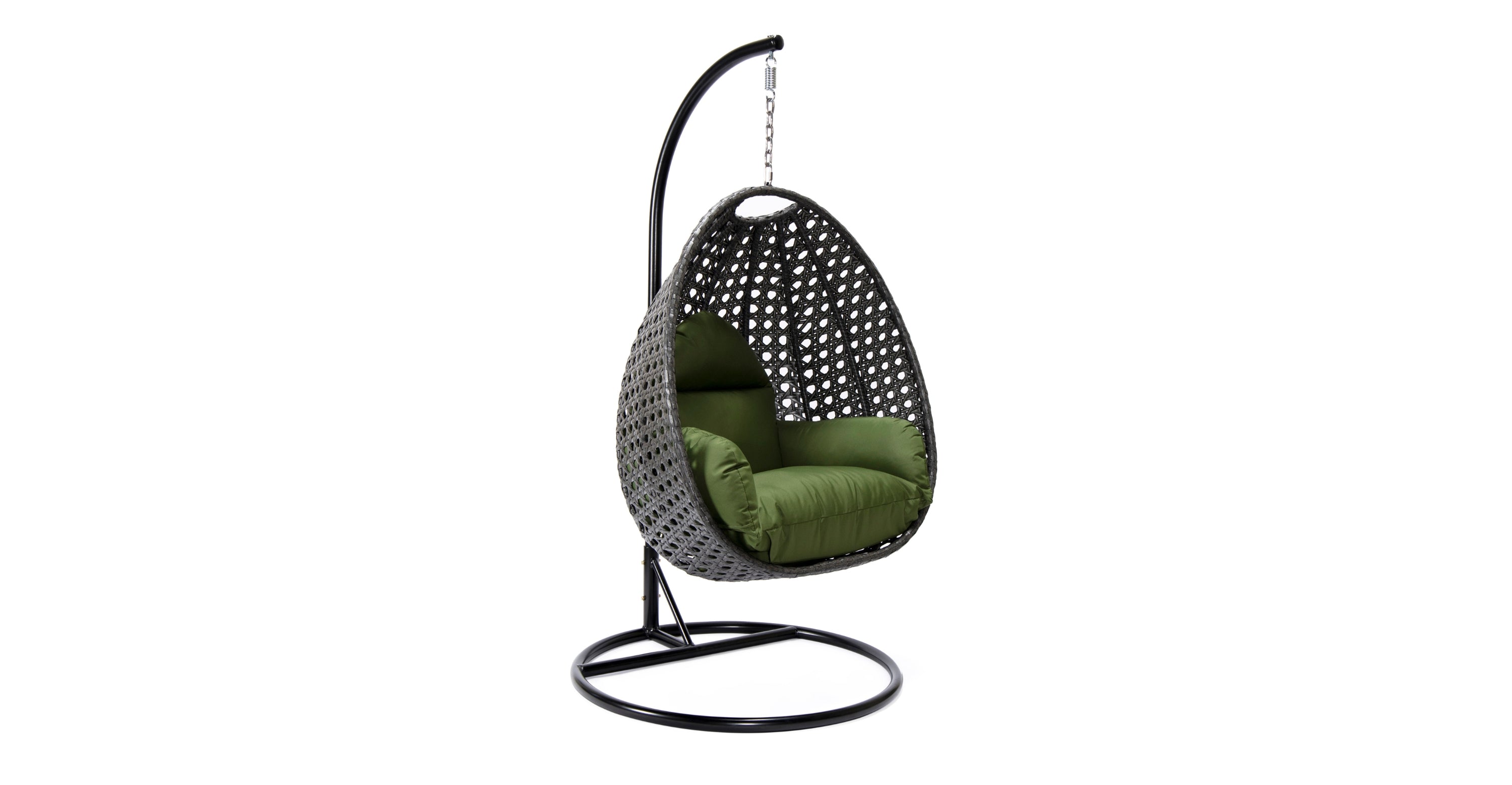 Charcoal Wicker Hanging Single Egg Swing Chair With Cushions