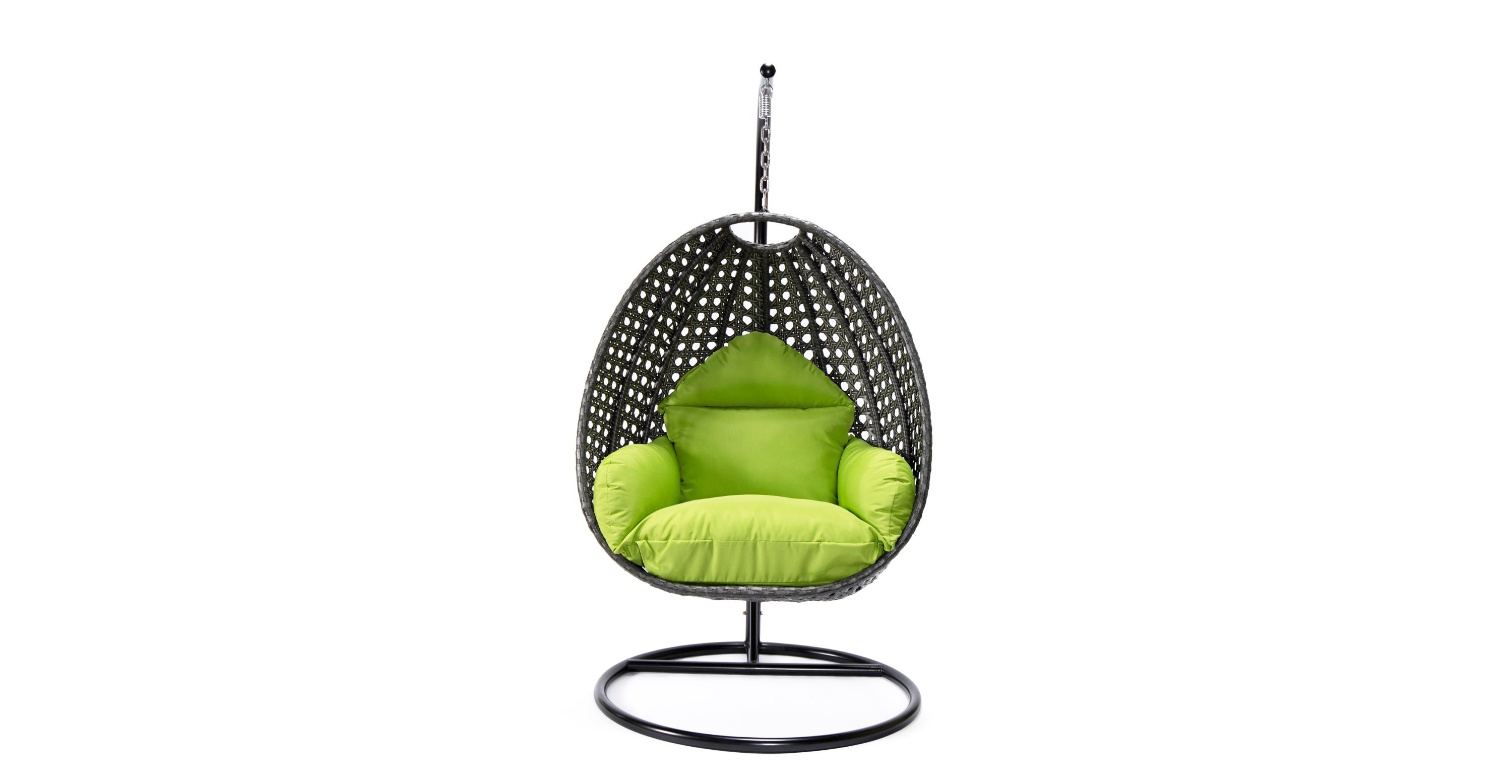 Charcoal Wicker Hanging Single Egg Swing Chair With Cushions