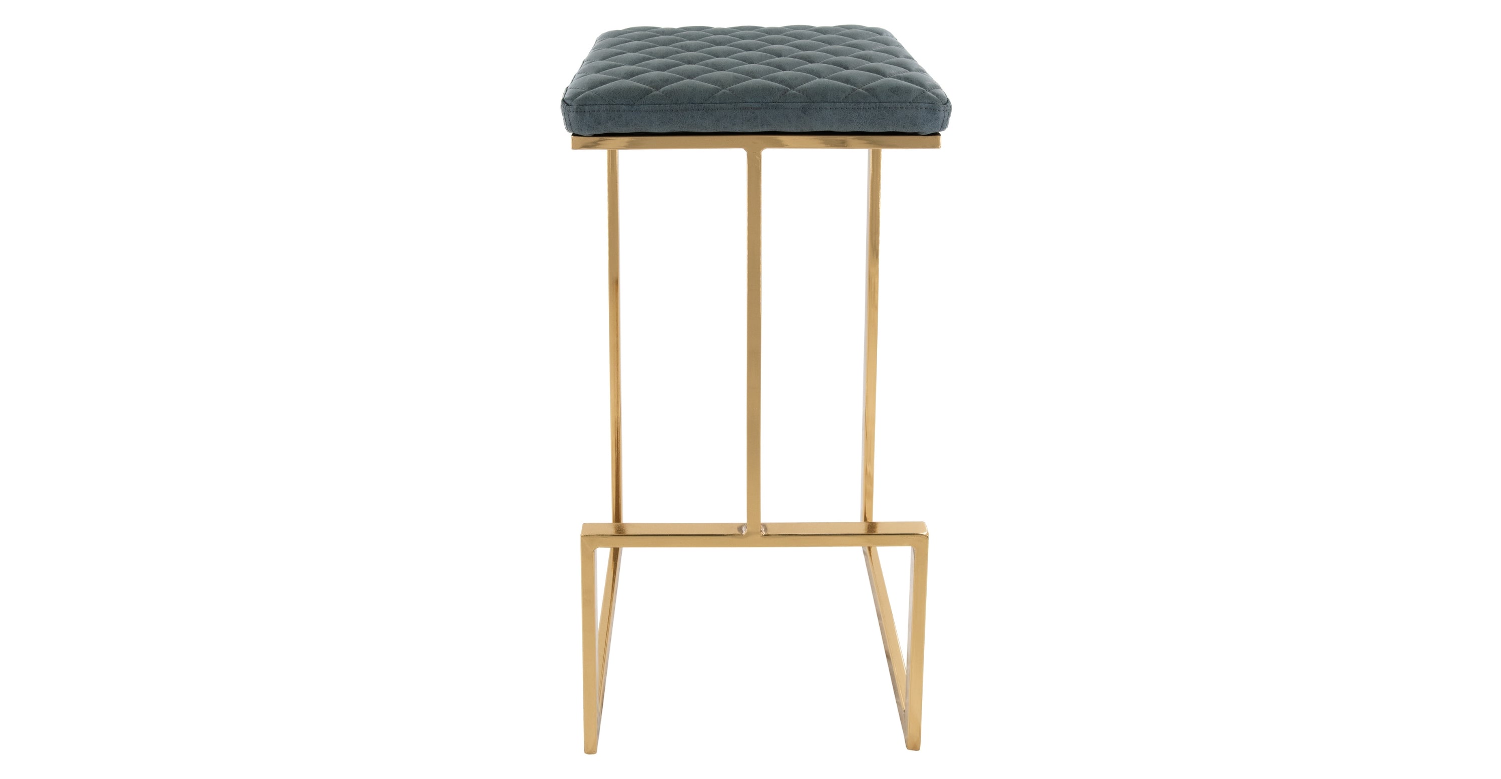 Quincy Quilted Stitched Leather Bar Stools With Gold Metal Frame