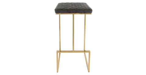 Quincy Quilted Stitched Leather Bar Stools With Metal Frame