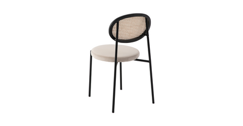 Euston Modern Upholstered Dining Chair with Round Wicker/Velvet Back Style