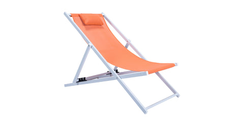 Sunset Outdoor Sling Lounge Chair With Headrest Cushion