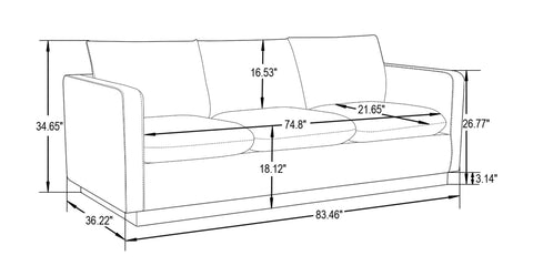 Nervo 3-Seater Velvet/Leather Full Sofa with Gold Stainless Steel Base