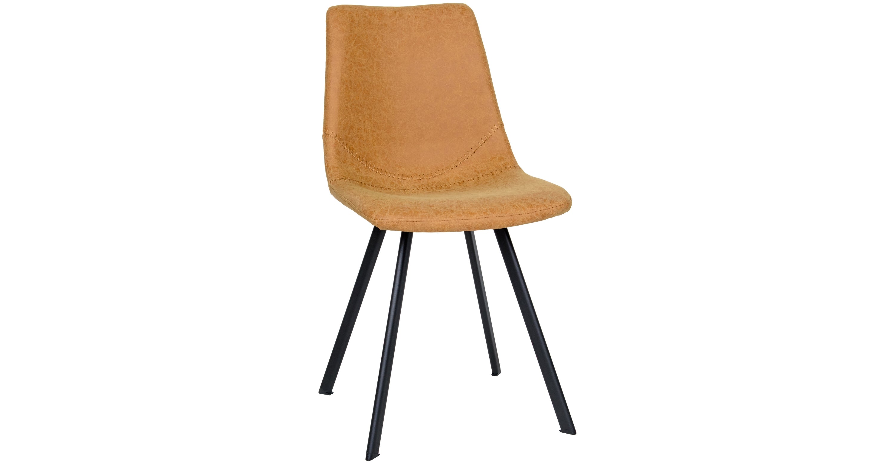 Markley Leather Dining Chair With Black/Gold Metal Legs