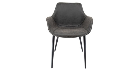 Markley Modern Leather Dining Arm Chair With Metal Legs