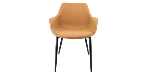 Markley Modern Leather Dining Arm Chair With Metal Legs