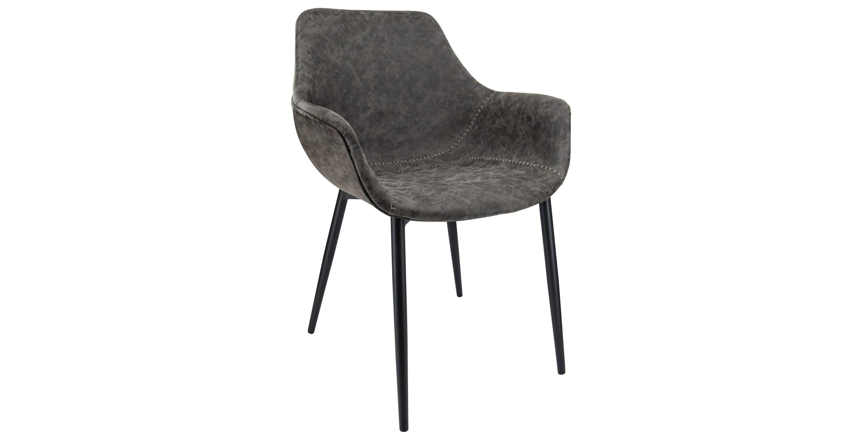 Markley Modern Leather Dining Arm Chair With Metal Legs