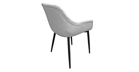 Markley Modern Leather Dining Arm Chair With Metal Legs