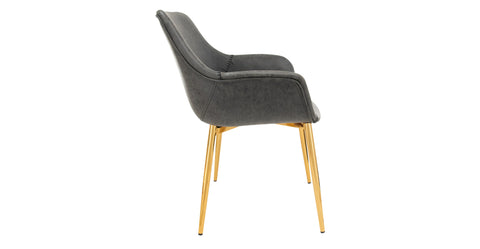 Markley Modern Leather Dining Arm Chair With Metal Legs