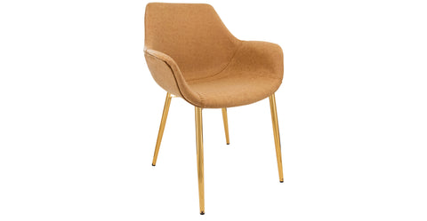 Markley Modern Leather Dining Arm Chair With Metal Legs