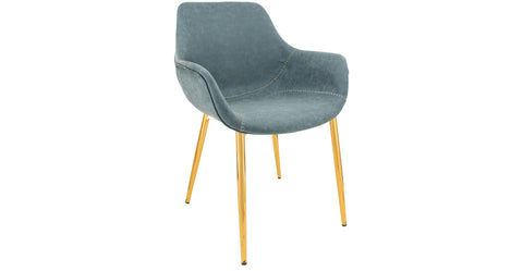 Markley Modern Leather Dining Arm Chair With Metal Legs