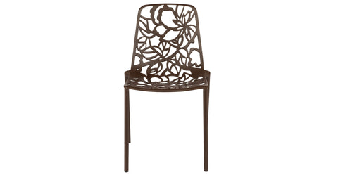 Devon Stackable Aluminum Outdoor Dining Chairs with Flower Design