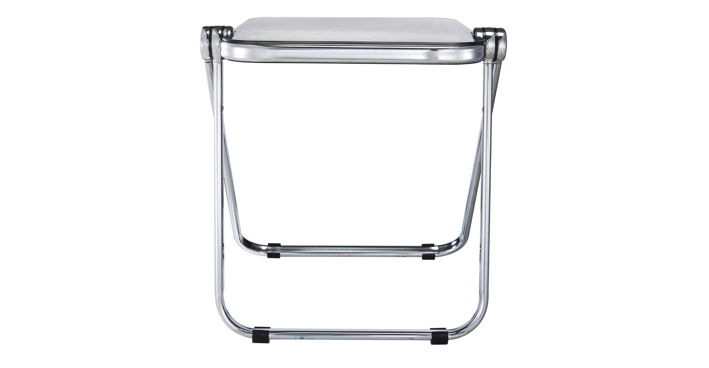 Lawrence Square Folding Side Table with Plastic Tabletop in Chrome Aluminum Frame