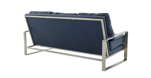 Jefferson 3-Seater Velvet/Leather Full Size Sofa in Stainless Steel