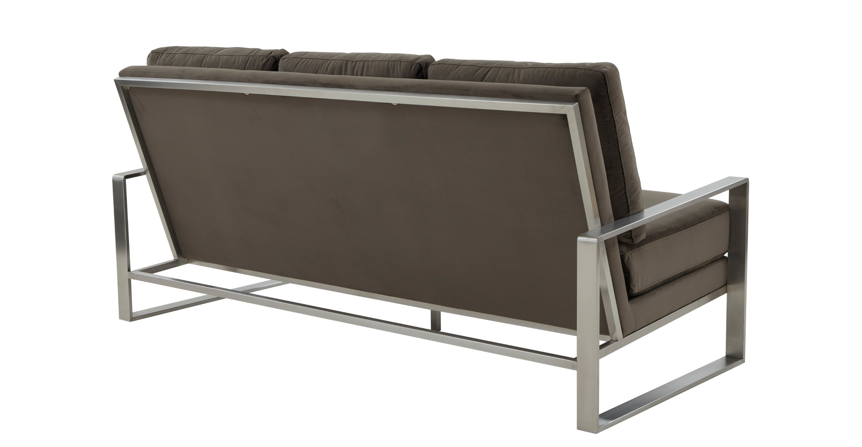 Jefferson 3-Seater Velvet/Leather Full Size Sofa in Stainless Steel