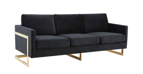 Lincoln 3-Seater Velvet/Leather Full Size Sofa in Stainless Steel