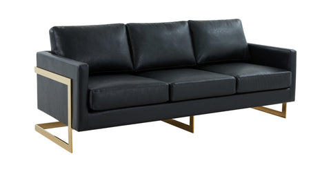 Lincoln 3-Seater Velvet/Leather Full Size Sofa in Stainless Steel