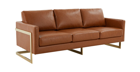 Lincoln 3-Seater Velvet/Leather Full Size Sofa in Stainless Steel