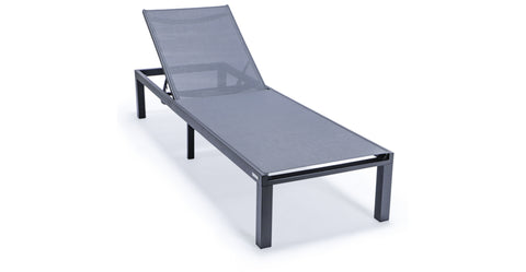 Marlin Patio Chaise Lounge Chair with Armrests in Black Aluminum Frame, Set of 2