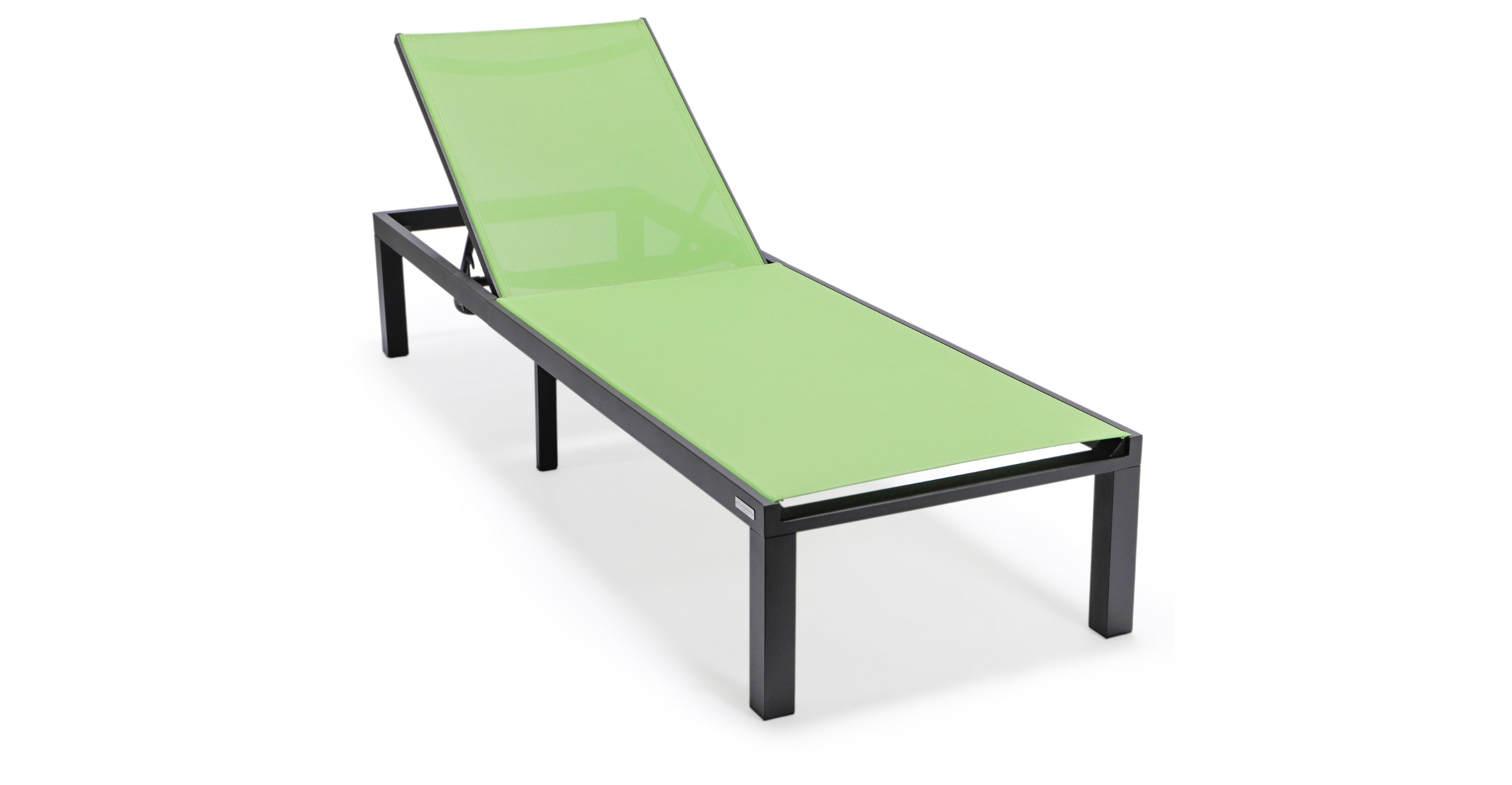 Marlin Patio Chaise Lounge Chair with Armrests in Black Aluminum Frame, Set of 2