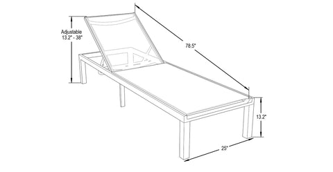 Marlin Aluminum Outdoor Chaise Lounge Chair with a Square Fire Pit Table