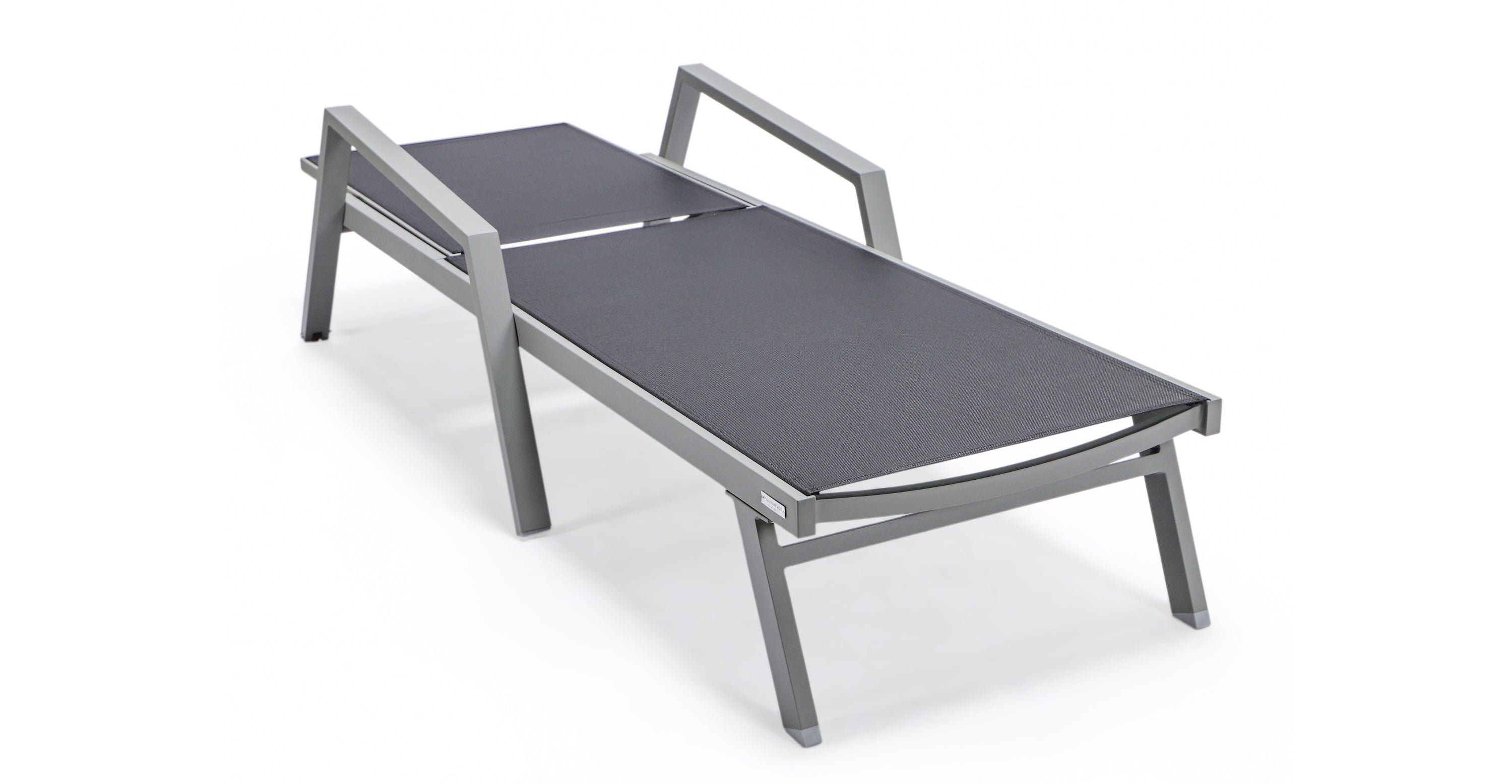 Marlin Patio Chaise Lounge Chair with Armrests in Grey Aluminum Frame, Set of 2