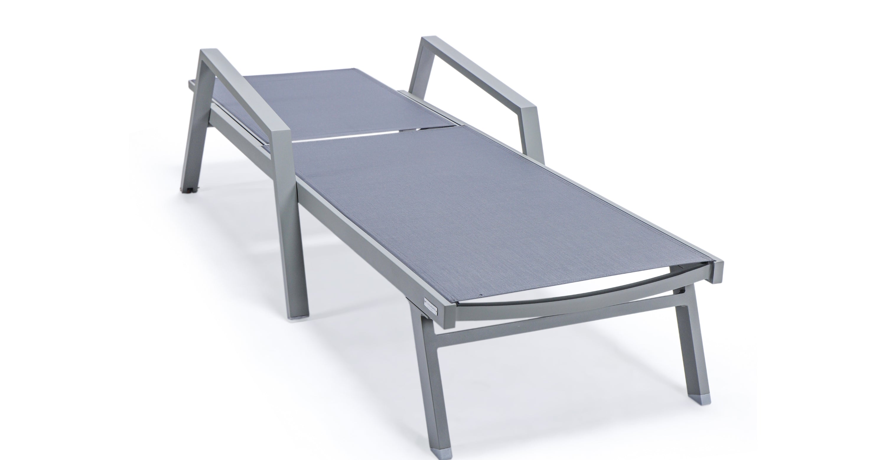 Marlin Patio Chaise Lounge Chair with Armrests in Grey Aluminum Frame, Set of 2