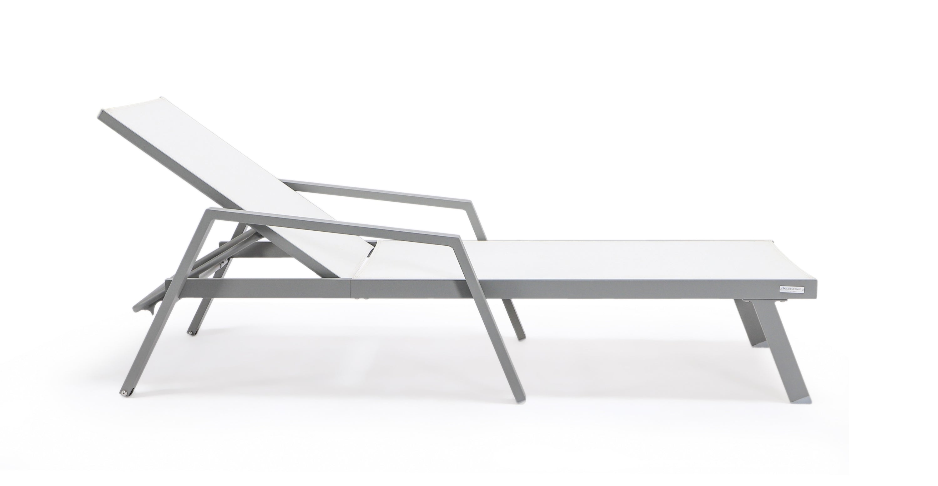 Marlin Modern Grey Aluminum Outdoor Chaise Lounge Chair Set of 2 With Arms and Square Fire Pit Side Table for Patio