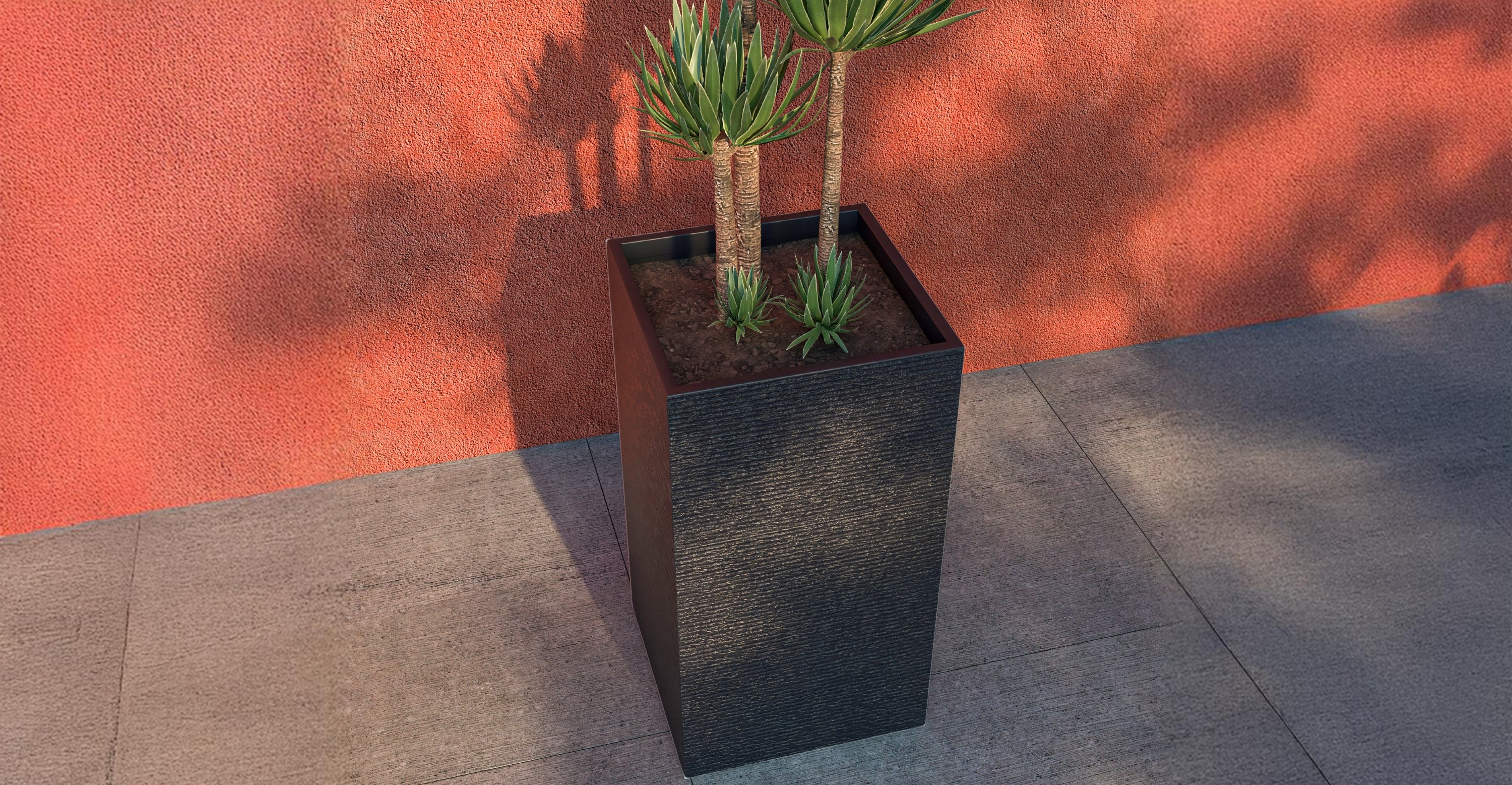 Basalt Fiberstone and MgO Clay Modern Tall Square Planter Pot for Indoor and Outdoor