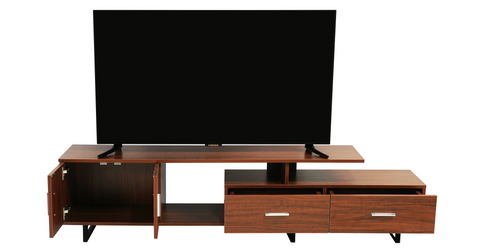 Avery Mid-Century Modern TV Stand with MDF Cabinet and Powder Coated Steel Legs