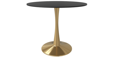 Bristol 31" Round Dining Table with MDF Wood Tabletop in Gold Steel