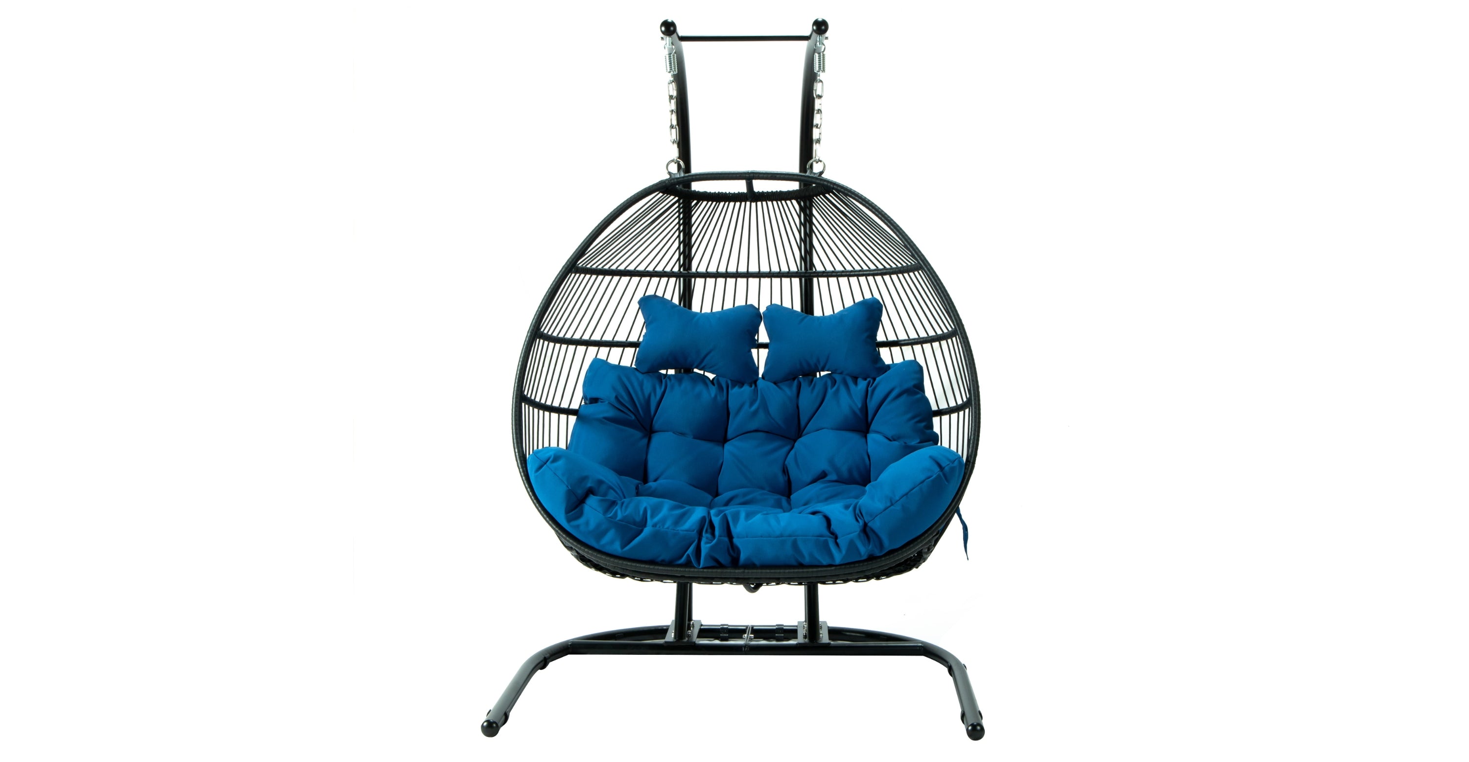 Wicker 2 Person Double Folding Hanging Egg Swing Chair