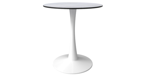 Bristol 24" Round Dining Table with MDF Wood Tabletop in White Steel