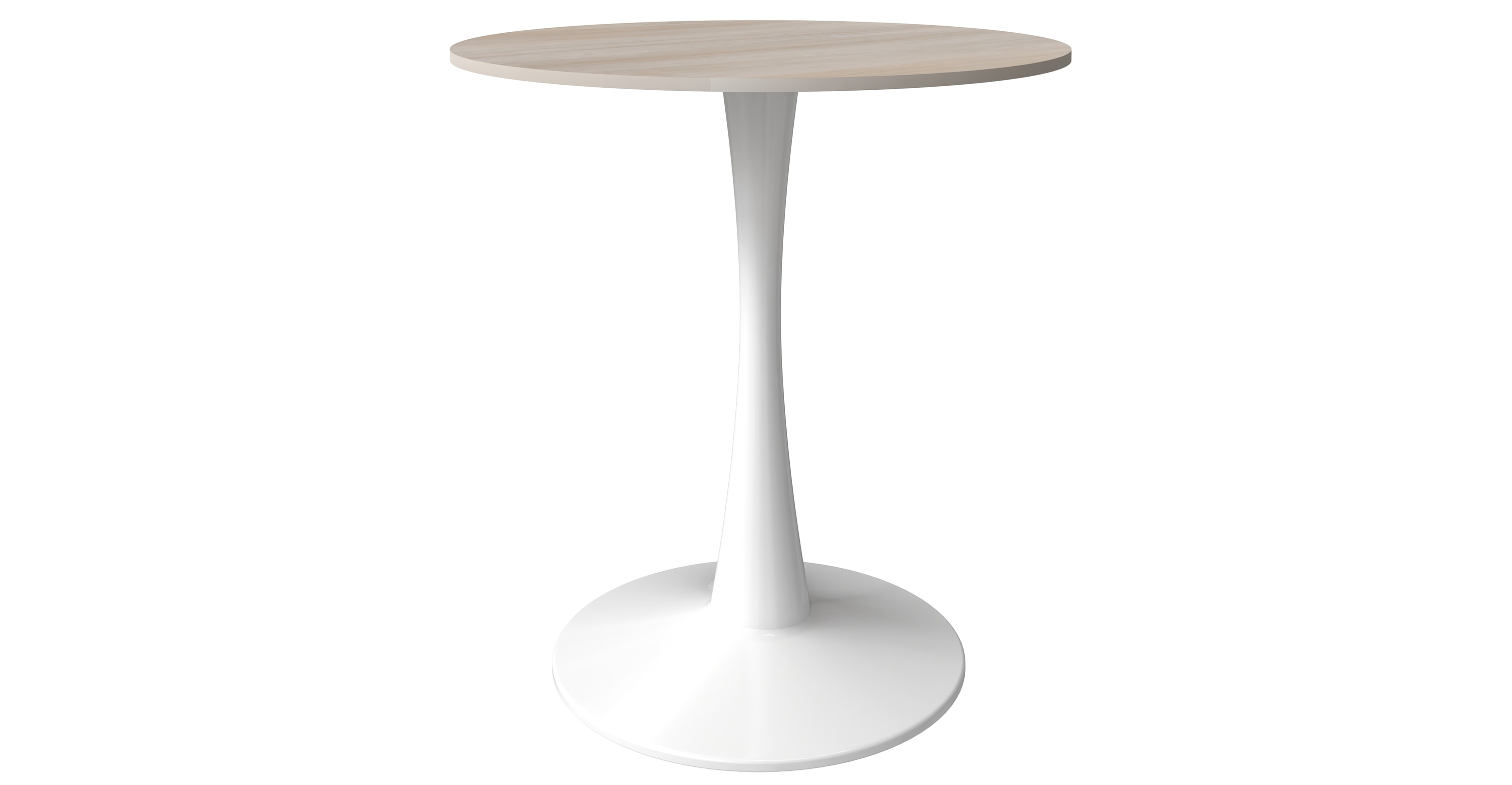 Bristol 24" Round Dining Table with MDF Wood Tabletop in White Steel