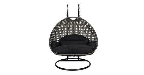 Modern Charcoal Wicker Hanging Double Seater Egg Swing Chair