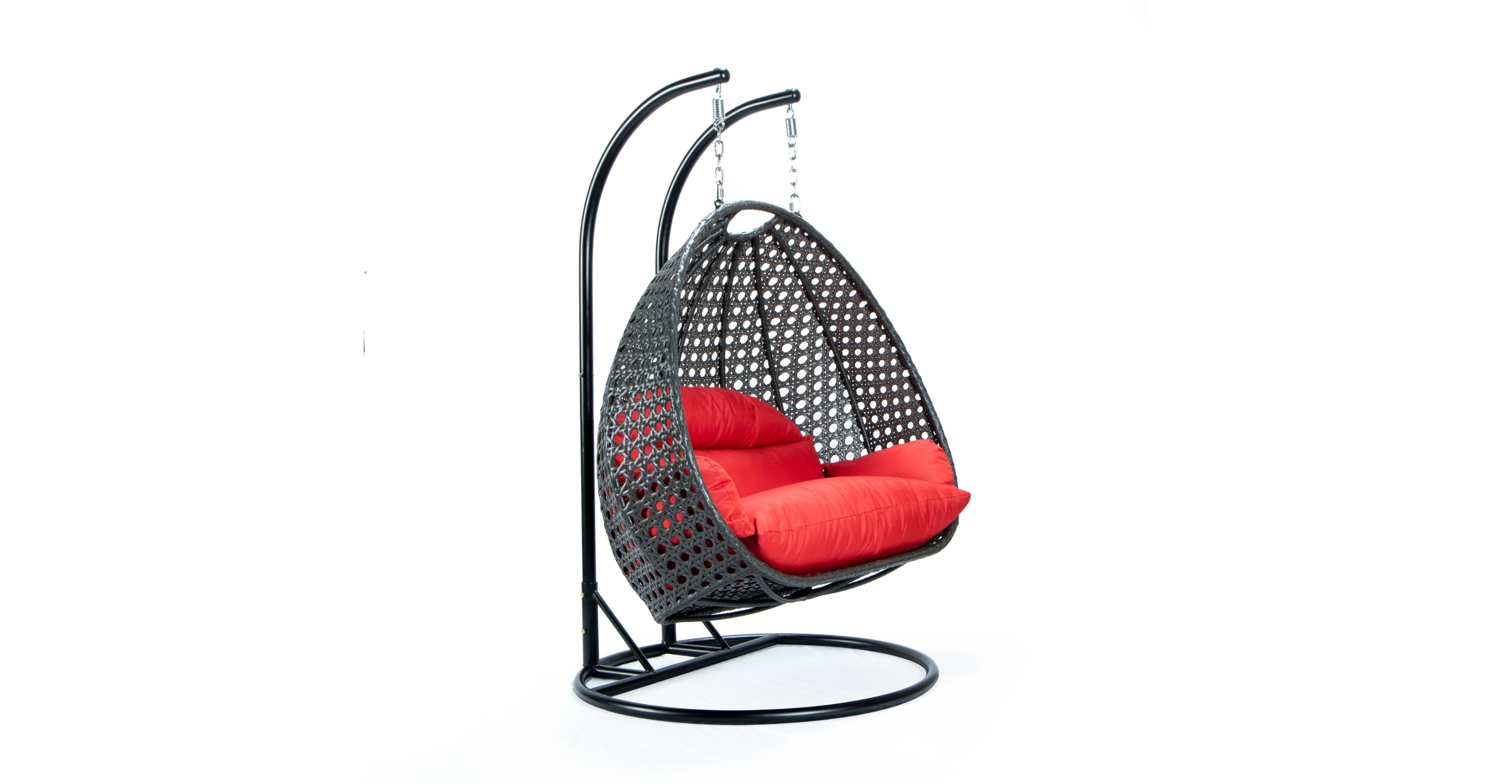 Modern Charcoal Wicker Hanging Double Seater Egg Swing Chair