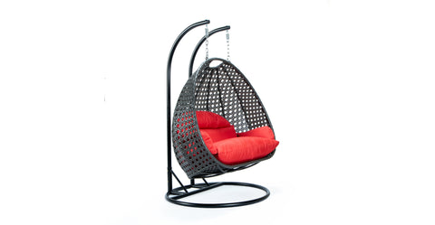 Modern Charcoal Wicker Hanging Double Seater Egg Swing Chair