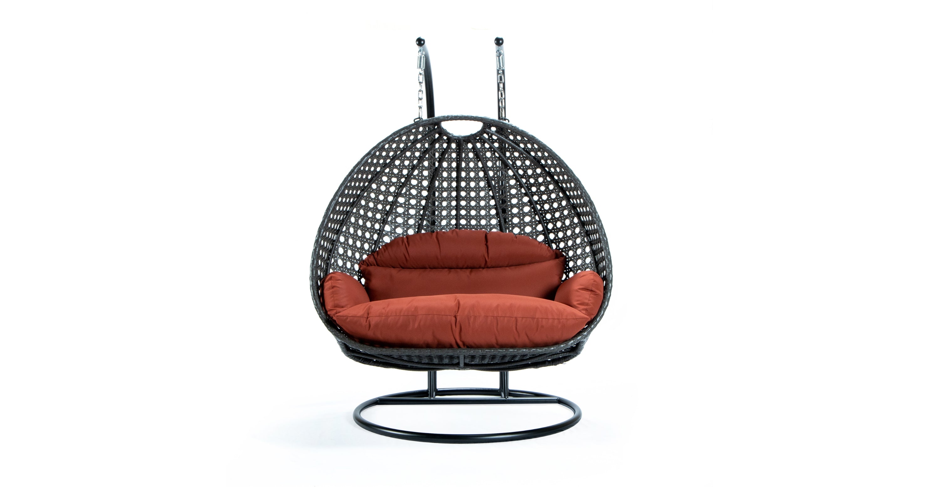 Modern Charcoal Wicker Hanging Double Seater Egg Swing Chair