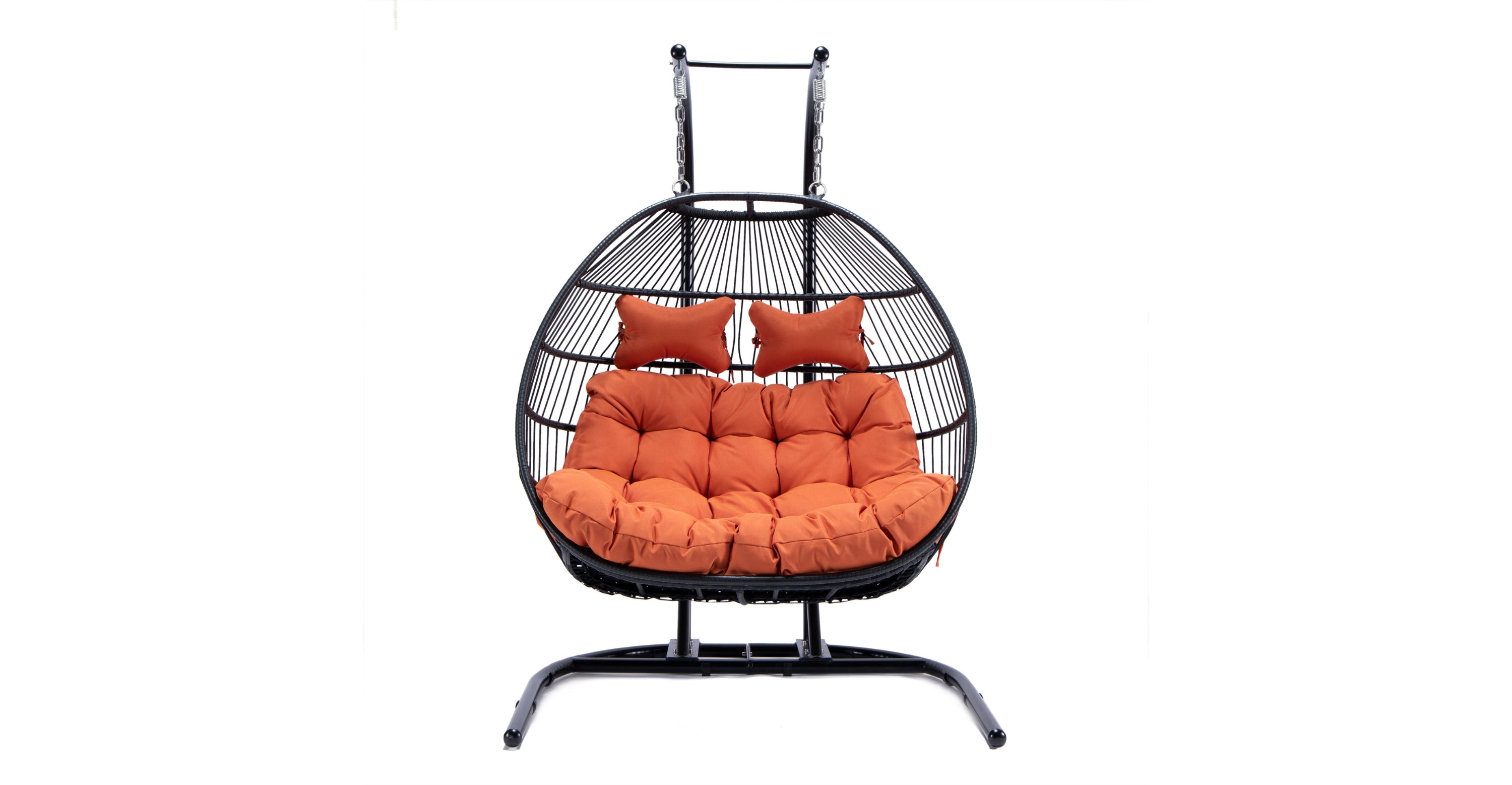 Wicker 2 Person Double Folding Hanging Egg Swing Chair