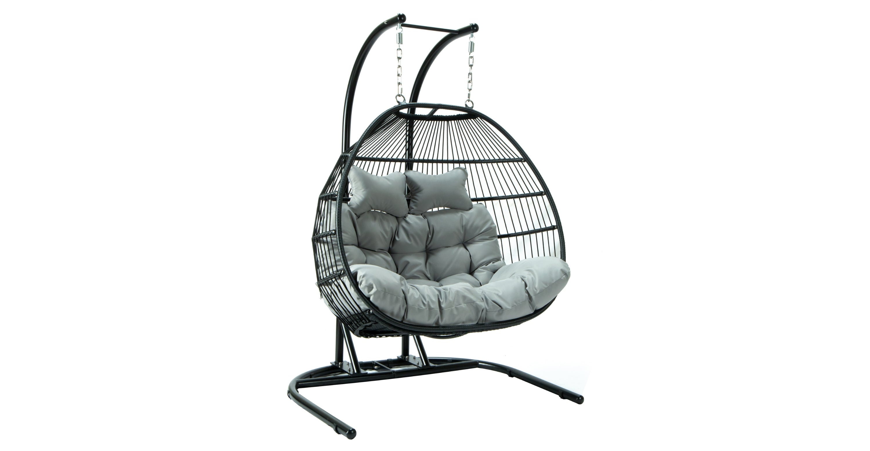 Wicker 2 Person Double Folding Hanging Egg Swing Chair