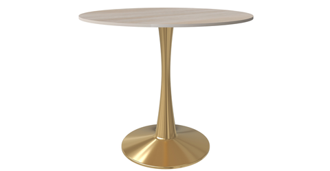 Bristol 31" Round Dining Table with MDF Wood Tabletop in Gold Steel