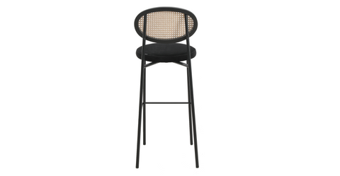 Euston Wicker Bar Stool with Black Powder Coated Steel Frame and Footrest